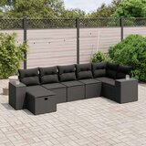  7-dijelni set vrtnih sofa od poliratana s jastucima crni | shoptok.hr