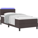 vidaXL Box Spring postelja z vzmetnico in LED temno rjava 90x190 cm tkanina, (22067208) | Shoptok.si