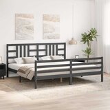  Okvir za krevet s uzglavljem sivi 200 x 200 cm od masivnog drva | shoptok.hr
