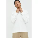 Abercrombie & Fitch Bombažna majica z dolgimi rokavi bela barva