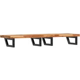  Zidna polica za umivaonik od čelika i masivnog bagremovog drva Smeđa 140 x 40 x 4 cm | shoptok.hr