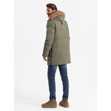 Ombre Men's long parka jacket with flared bottom - dark olive green | Eponuda.ba