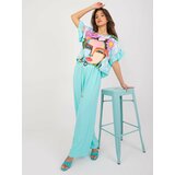 Fashion Hunters Mint summer set with printed blouse cene