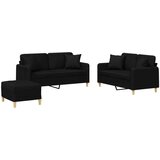 3-dijelni set sofa s jastucima crni od mikrovlakana | shoptok.hr