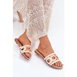 Boto Crocheted women's slippers on a flat heel beige Nirina | shoptok.hr