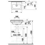 Jika H8114220001041 Cubito 45 x 34 cm pravokotni stenski keramični umivalnik z odprtino za armaturo | Shoptok.si