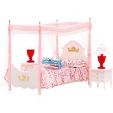 Doll Furniture Set: Canopy Bed, Nightstands, Lamps | Shoptok.si