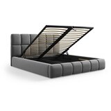 Micadoni Sivi baršunasti tapecirani bračni krevet s prostorom za odlaganje s podnicom 140x200 cm Bellis – | shoptok.hr