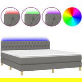 Maison Chic Box spring postelja - Vzmetna postelja z vzmetnico LED temno siva 160x200 cm blago SL2914, (21901931) | Shoptok.si