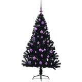vidaXL Umjetna preddekorirana božićna jelka Črna 150 cm PVC | Shoptok.si