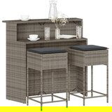 vidaXL 3-dijelni vrtni barski set od poliratana s jastucima sivi | shoptok.hr