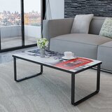 vidaXL Klubska mizica s steklenim namizjem in natisom tel. govorilnice, (20625780) | Shoptok.si