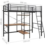  Krevet na kat sa stolićima u okviru sivi metalni 90 x 200 cm | shoptok.hr