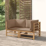 Maison Chic Vrtni kotni kavč - Zunanji kavč s taupe blazinami 2 kosa bambus, (22040534) | Shoptok.si