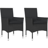  The Living Store Vrtni stoli z blazinami 2 kosa črn poli ratan - Vrtni Stol, (21446388) | Shoptok.si