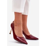 Boto Lacquered High Heels With Gold Buckle Bordeaux Mivira | Shoptok.si