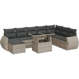 Maison Chic Seti vrtnega pohištva - Vrtna garnitura - Vrtni pohištvo set 9-delna z blazinami sv. siv poli ratan, (21804401) | Shoptok.si