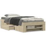 vidaXL Posteljni okvir sonoma hrast 90x190 cm inženirski les | Shoptok.si