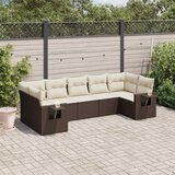  7-dijelni set vrtnih sofa od poliratana s jastucima smeđi | shoptok.hr