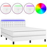  Box spring postelja z vzmetnico LED bela 140x190cm umetno usnje, (20790855) | Shoptok.si