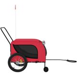 Prikolica za bicikl za pse crveno-crna od tkanine i željeza | shoptok.hr