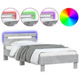  The Living Store Posteljni okvir z vzglavjem in LED betonsko siv 75x190 cm - Posteljni Okvir, (21455246) | Shoptok.si