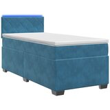 vidaXL Krevet s box springom madracem i LED-om Plava 90 x 200 cm - Plava 90 x 200 cm Dizajn s rombovima | shoptok.hr