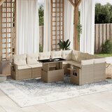 vidaXL 10-dijelni set vrtnih sofa s jastucima bež od poliratana | shoptok.hr