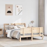 Maison Chic Posteljni okvir - Dvoposteljna postelja - Zakonska postelja z vzglavjem 140x200 cm trdna borovina, (21692461) | Shoptok.si