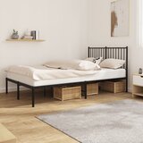 Maison Chic Kovinski Posteljni okvir - Dvoposteljna postelja - Zakonska postelja z vzglavjem črn 120x190 cm, (21693360) | Shoptok.si
