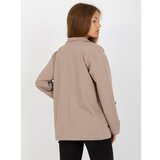 Fashion Hunters RUE PARIS dark beige sweat jacket with pockets Cene