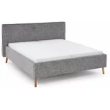 Meise Möbel Sivi tapecirani bračni krevet s prostorom za odlaganje s podnicom 160x200 cm Riva –