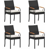  Vrtne stolice 4 pcs Crna i krem-bijela Poliratan i Akacija | shoptok.hr
