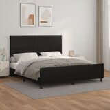 The Living Store Posteljni okvir z vzglavjem črn 160x200 cm umetno usnje - Posteljni Okvir Z Vzglavjem, (21531873) | Shoptok.si