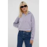 Calvin Klein Jeans Pulover ženska, vijolična barva, s kapuco