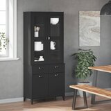  Visoka komoda VIKEN crna 80 x 40 x 190 cm od masivne borovine | Eponuda.com