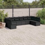  10-dijelni set vrtnih sofa s jastucima crni od poliratana | shoptok.hr