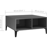  Stolić za kavu visoki sjaj sivi 60x60x30 cm konstruirano drvo | shoptok.hr