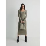 Reserved maxi obleka iz džersija - kaki | Shoptok.si