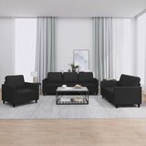  3-dijelni set sofa s jastucima crni od umjetne kože | shoptok.hr
