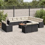 vidaXL 14-dijelni set vrtnih sofa s jastucima poliratan crni Cijene