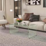  Čvrsti stakleni stolić za kavu jednodijelni dizajn jednostavan i moderan 80 x 45 x 35 cm prozirni | shoptok.hr