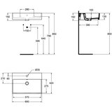 Ideal Standard K077801 Strada 60 x 42 cm keramični umivalnik z odprtino za armaturo | Shoptok.si