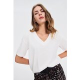 Marisse White V-Neck T-Shirt Cene