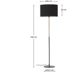 Kave Home Crna stojeća svjetiljka s tekstilnim sjenilom (visina 160 cm) Canar – | shoptok.hr