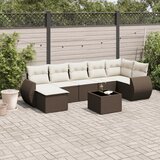 Maison Chic Seti vrtnega pohištva - Vrtna garnitura - Vrtni pohištvo set 8-delna z blazinami rjav poli ratan, (21807097) | Shoptok.si
