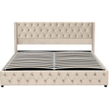 Lumor Postelja s predalom 180x200 cm iz žameta z letveno podlago - bež, (22151167) | Shoptok.si