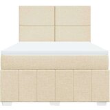 vidaXL Box spring postelja z vzmetnico krem 160x200 cm blago, (21309897) | Shoptok.si