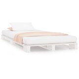 vidaXL postelja iz palet bela 75x190 cm trdna borovina 2FT6, (20707490) | Shoptok.si