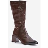 Boto Insulated boots with a heel eco leather to mid-calf brown Ellithira | Eponuda.ba